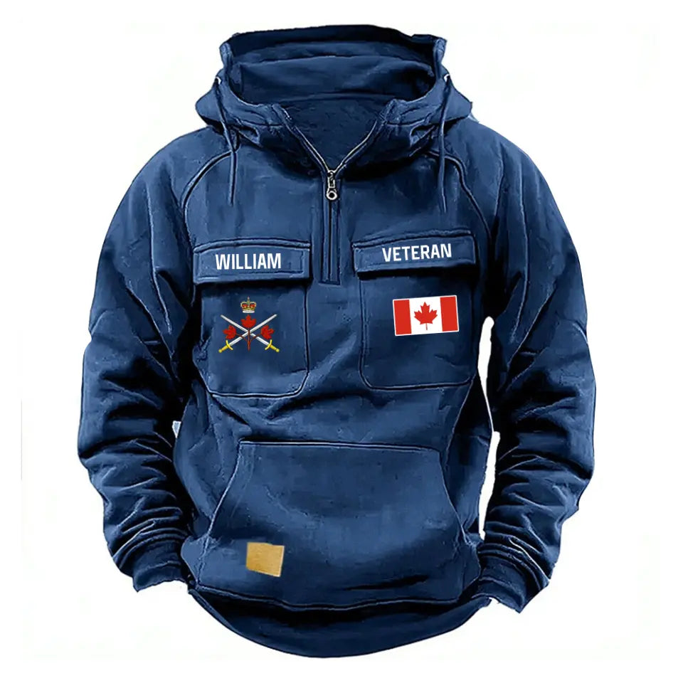 Personalized Canadian Veteran Logo Australia Flag Custom Name American Retro Hooded Sweatshirt Printed QTVA241596