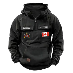 Personalized Canadian Veteran Logo Australia Flag Custom Name American Retro Hooded Sweatshirt Printed QTVA241596