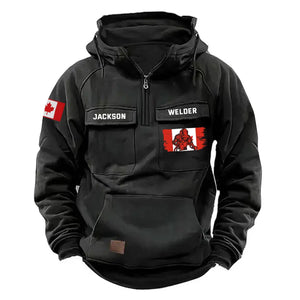 Personalized Canadian Welder Canada Flag American Retro Hooded Sweatshirt Printed KVH241601