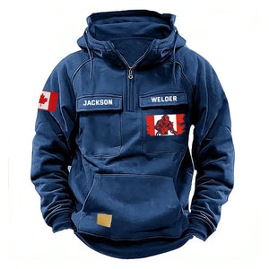 Personalized Canadian Welder Canada Flag American Retro Hooded Sweatshirt Printed KVH241601
