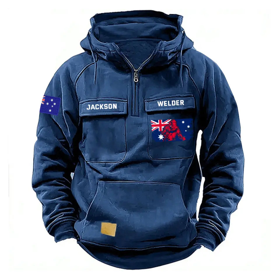 Personalized Australian Welder Australia Flag American Retro Hooded Sweatshirt Printed KVH241601