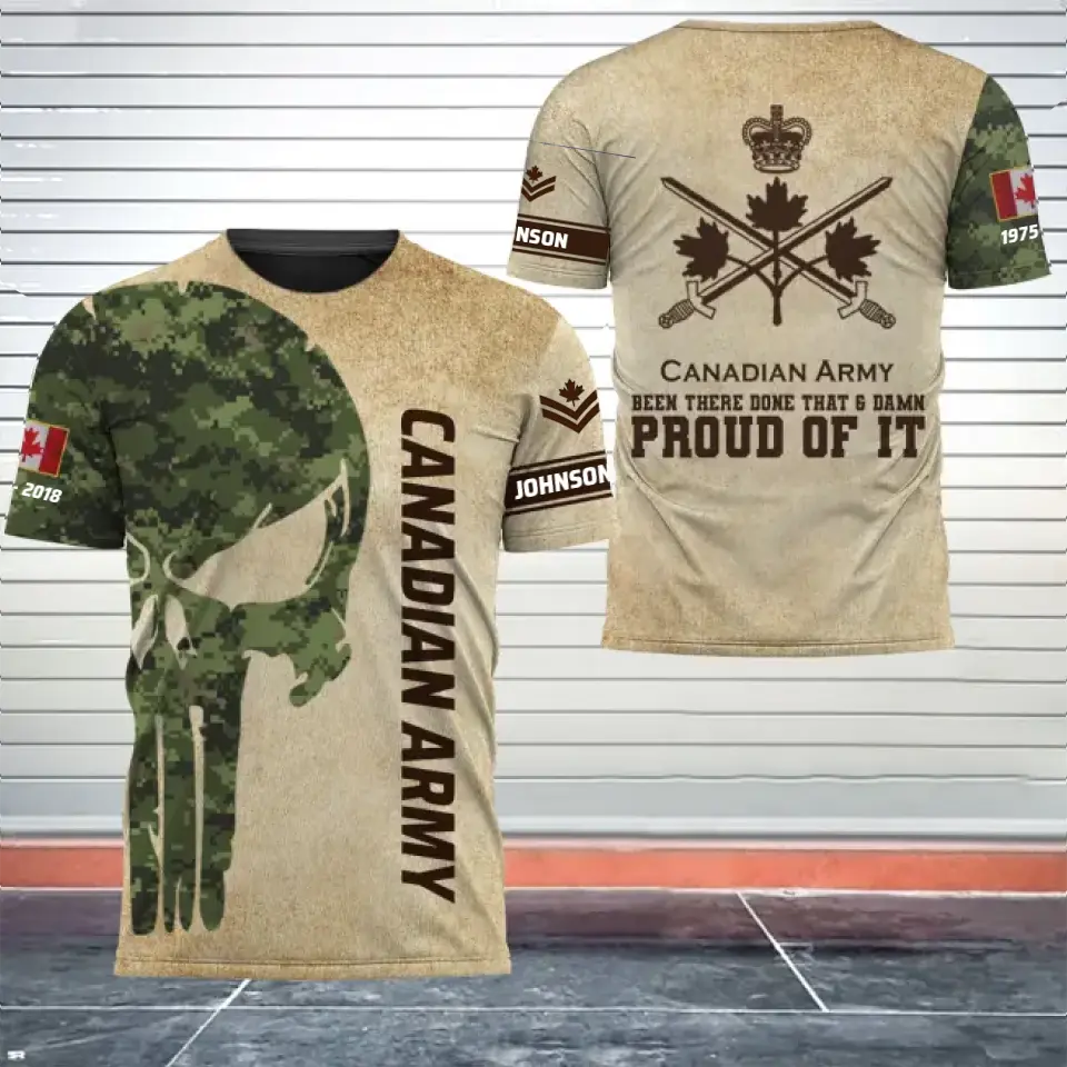 Personalized Punisher Camo Canadian Army Been There Done That & Damn Proud Of It 3D T-shirt Printed AHVQ241588