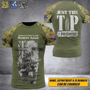 Personalized Australian Veteran Camo Just The Tip I Promise 3D T-shirt Printed VQ241598