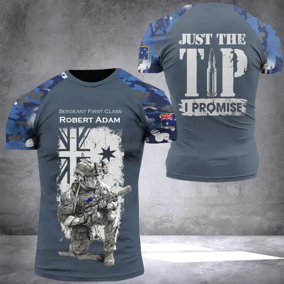 Personalized Australian Veteran Camo Just The Tip I Promise 3D T-shirt Printed VQ241598