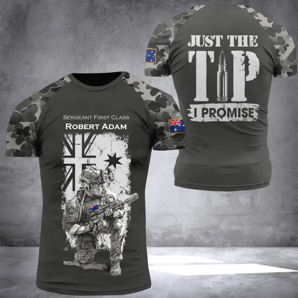 Personalized Australian Veteran Camo Just The Tip I Promise 3D T-shirt Printed VQ241598