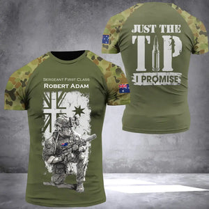 Personalized Australian Veteran Camo Just The Tip I Promise 3D T-shirt Printed VQ241598