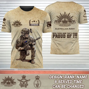 Personalized Australian Army Been There Done That & Damn Proud Of It Australian Veteran Custom Rank & Name 3D T-shirt Printed AHVQ241614