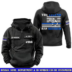 Personalized The Legend Has Retired US Police Department American Retro Hooded Sweatshirt Printed VQ241616