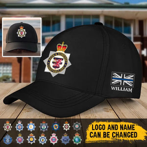 Personalized UK Police Branch Logo & Name Black Cap Printed QTVQ241620