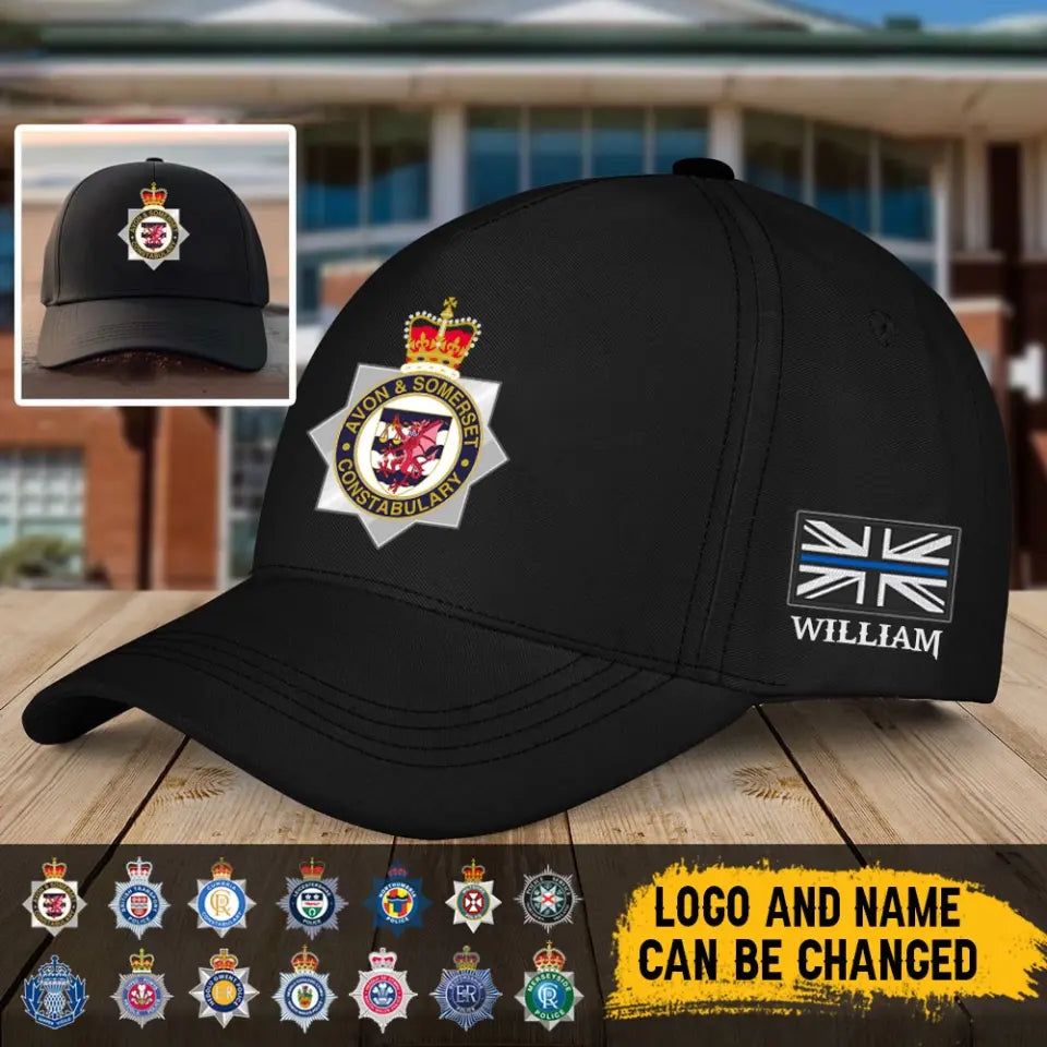 Personalized UK Police Branch Logo & Name Black Cap Printed QTVQ241620