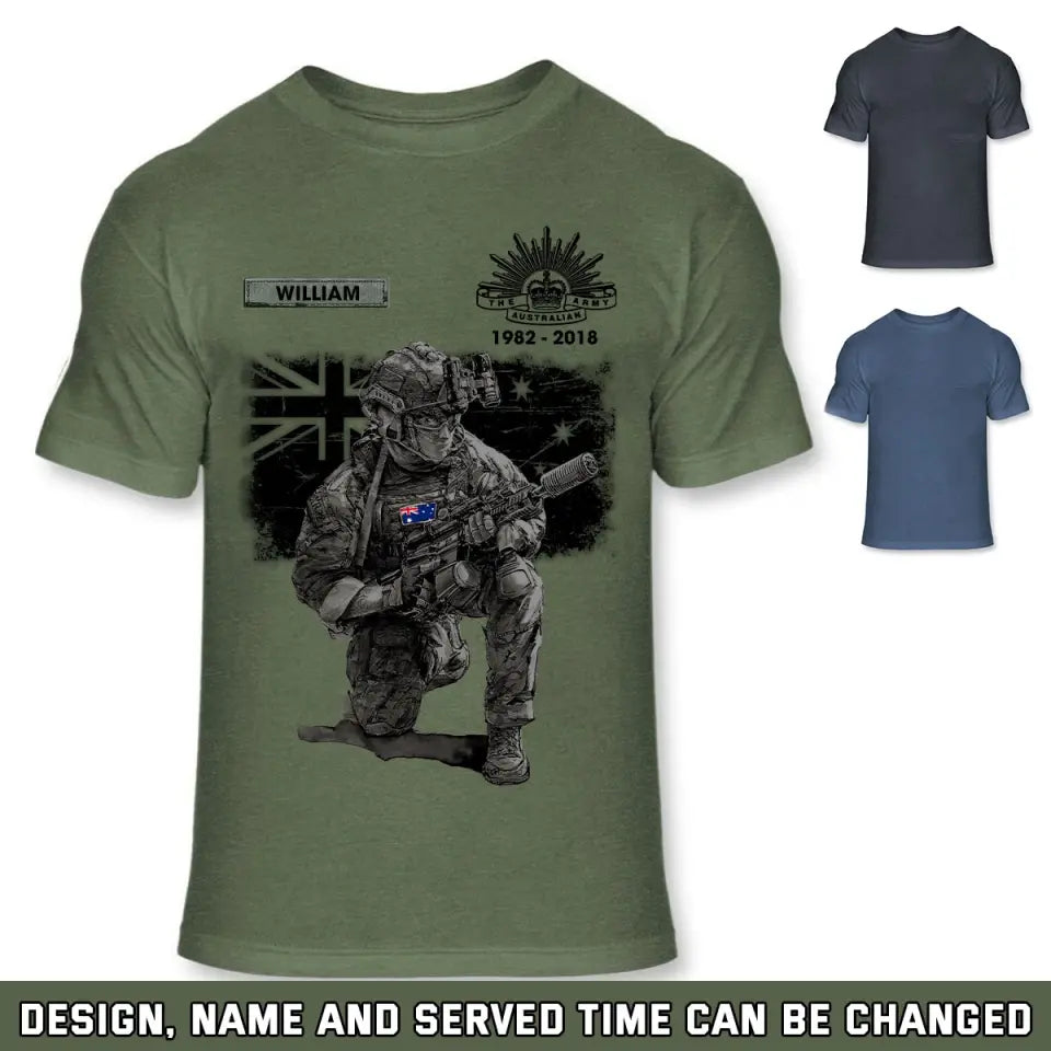 Personalized Australian Veteran Camo Custom Name & Time T-shirt Printed VQ241619