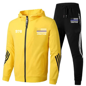 Personalized US Police Flag Custom Name, Department & ID 2D Set Tracksuit Hooded Sweatshirt & Pants Printed KVH241624