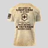 Personalized My Time In Uniform Is Over Royal Swiss Army But Being A Veteran Never Ends 3D T-shirt Printed AHVA241609