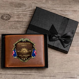 Personalized Australian Army Veteran Rank Gold Custom Name & Time Leather Wallet AHHN241611