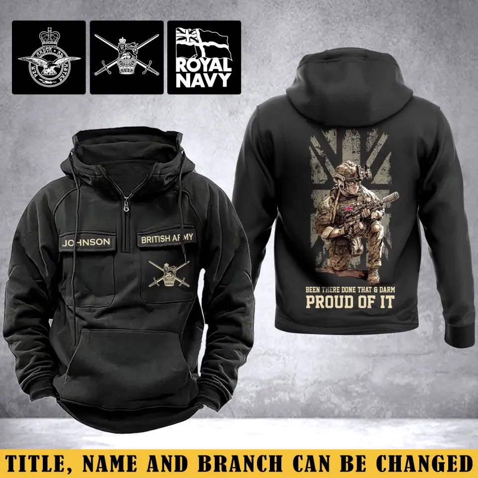 Personalized UK Army Veteran Been There Done That & Damn Proud Of It American Retro Hooded Sweatshirt Printed LVA241621