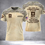 Personalized My Time In Uniform Is Over But Being A Veteran Never Ends US Veteran Logo 3D T-shirt Printed AHVA241617