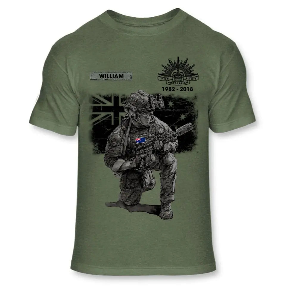 Personalized Australian Veteran Camo Custom Name & Time T-shirt Printed VQ241619