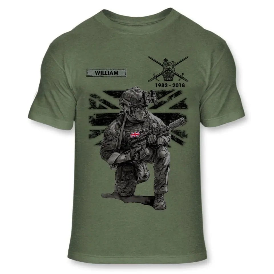 Personalized UK Veteran Camo Custom Name & Time T-shirt Printed VQ241619