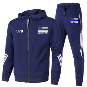 Personalized US Police Flag Custom Name, Department & ID 2D Set Tracksuit Hooded Sweatshirt & Pants Printed KVH241624