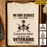 Personalized We Owe Illegals Nothing We Owe Our Veterans Everything Canadian Army Veteran T-shirt Printed AHVA241625