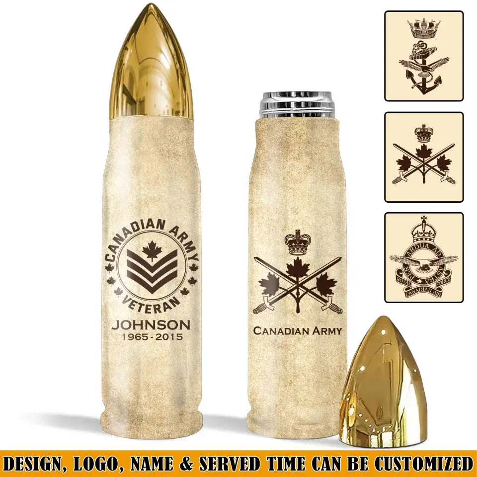 Personalized Canadian Veteran Logo Custom Name & Time Bullet Tumbler Printed AHVQ241628