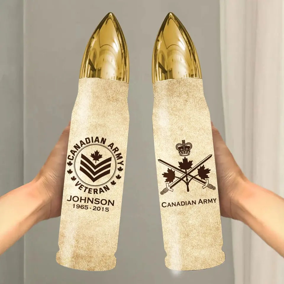Personalized Canadian Veteran Logo Custom Name & Time Bullet Tumbler Printed AHVQ241628