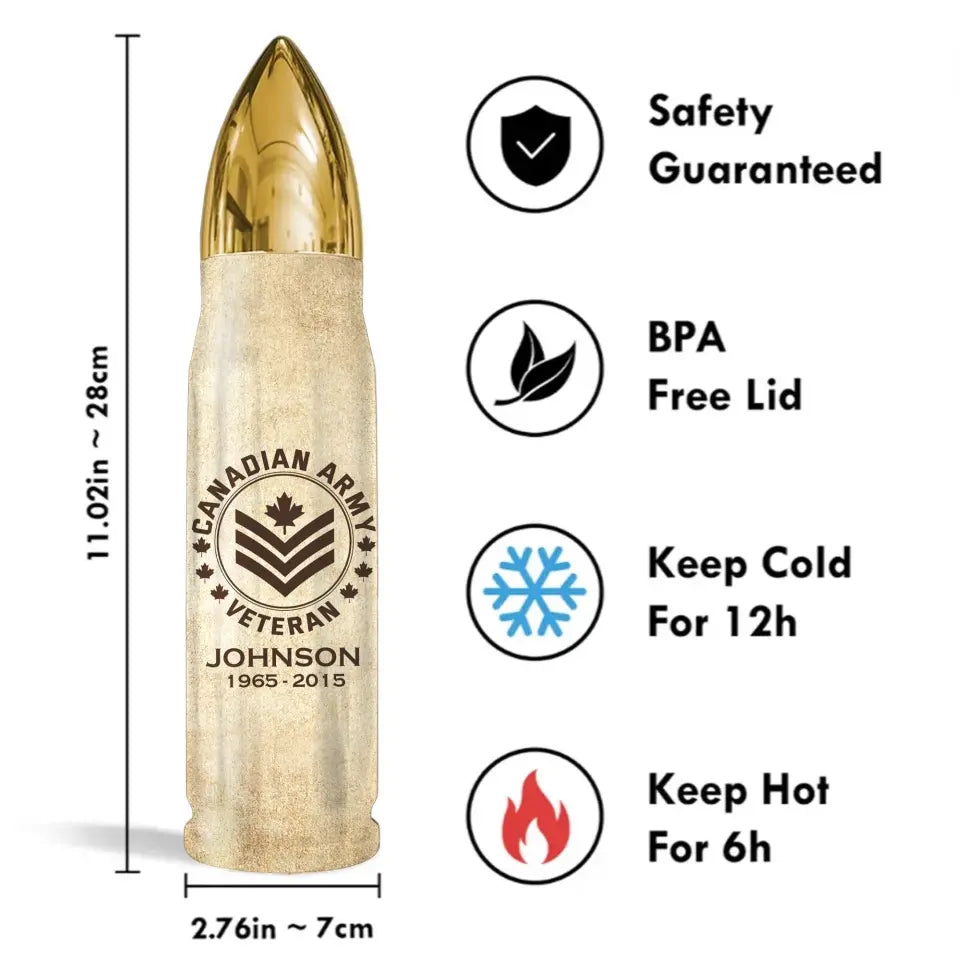 Personalized Canadian Veteran Logo Custom Name & Time Bullet Tumbler Printed AHVQ241628