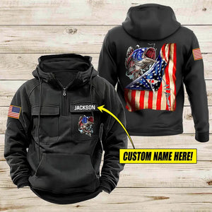 Personalized US Flag Fishing American Retro Hooded Sweatshirt Printed LVA241631