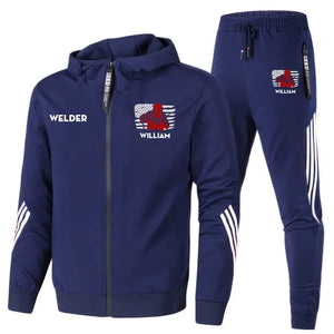 Personalized US Flag Welder Custom Name 2D Set Tracksuit Hooded Sweatshirt & Pants Printed KVH241632