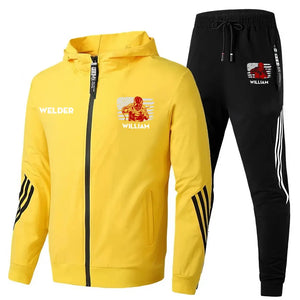 Personalized US Flag Welder Custom Name 2D Set Tracksuit Hooded Sweatshirt & Pants Printed KVH241632