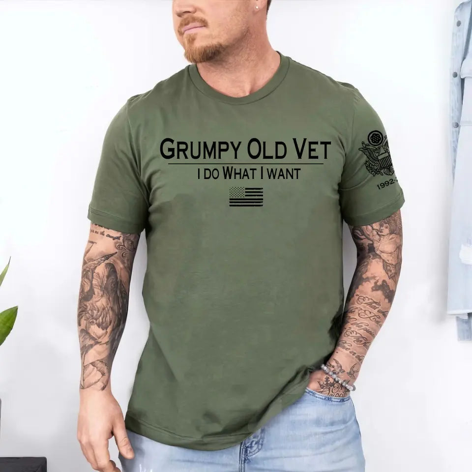 Personalized Grumpy Old Vet I Do What I Want US Veteran T-shirt Printed QTHN241633