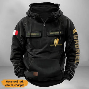 Personalized French Veteran Rank Gold & Logo American Retro Hooded Sweatshirt Printed KVH241636