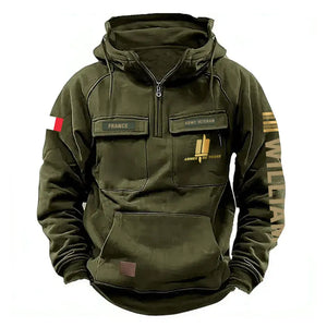 Personalized French Veteran Rank Gold & Logo American Retro Hooded Sweatshirt Printed KVH241636