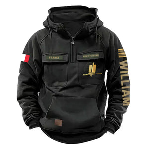 Personalized French Veteran Rank Gold & Logo American Retro Hooded Sweatshirt Printed KVH241636