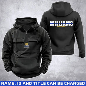 Personalized US Police ID Number Blue Line Custom Name American Retro Hooded Sweatshirt Printed QTVA241637