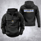 Personalized US Police ID Number Blue Line Custom Name American Retro Hooded Sweatshirt Printed QTVA241637