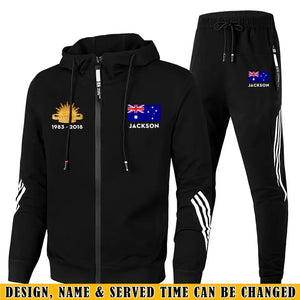 Personalized Australian Veteran Branch Logo & Name 2D Set Tracksuit Hooded Sweatshirt & Pants Printed VQ241638