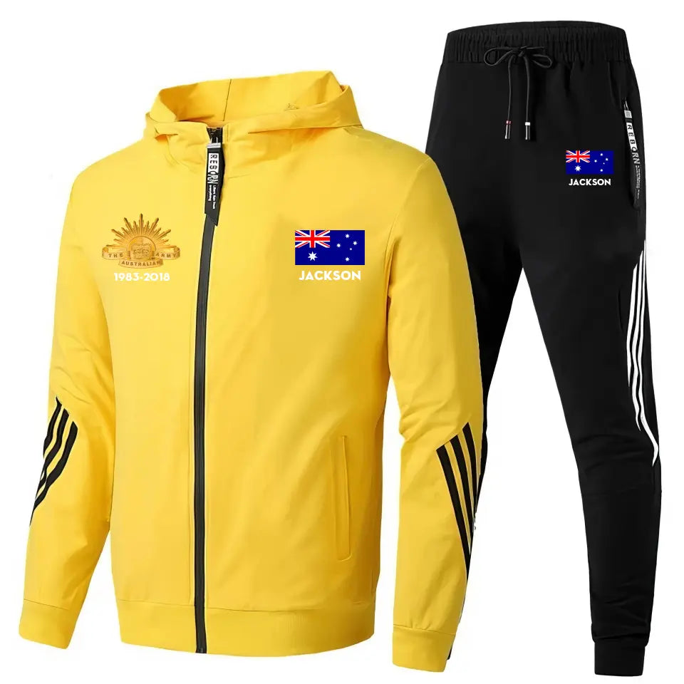 Personalized Australian Veteran Branch Logo & Name 2D Set Tracksuit Hooded Sweatshirt & Pants Printed VQ241638