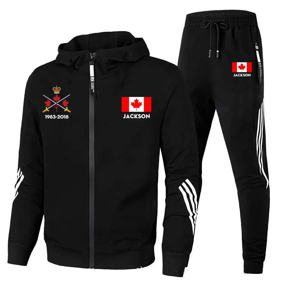 Personalized Canadian Veteran Branch Logo & Name 2D Set Tracksuit Hooded Sweatshirt & Pants Printed VQ241638