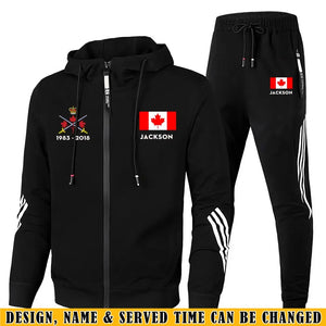 Personalized Canadian Veteran Branch Logo & Name 2D Set Tracksuit Hooded Sweatshirt & Pants Printed VQ241638