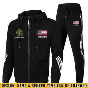 Personalized US Veteran Branch Logo & Name 2D Set Tracksuit Hooded Sweatshirt & Pants Printed VQ241638