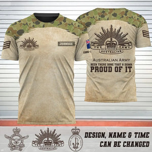 Personalized Australian Army Been There Done That & Damn Proud Of It 3D T-shirt Printed AHHN241648
