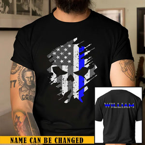 Personalized Skull US Police Flag T-shirt Printed QTKH241649