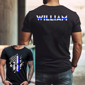 Personalized Skull US Police Flag T-shirt Printed QTKH241649