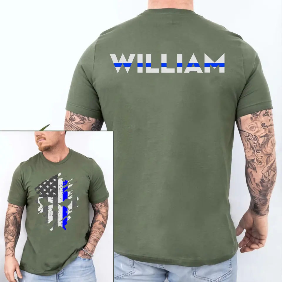 Personalized Skull US Police Flag T-shirt Printed QTKH241649