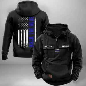 Personalized Back The Blue US Police American Retro Hooded Sweatshirt Printed QTKH241640
