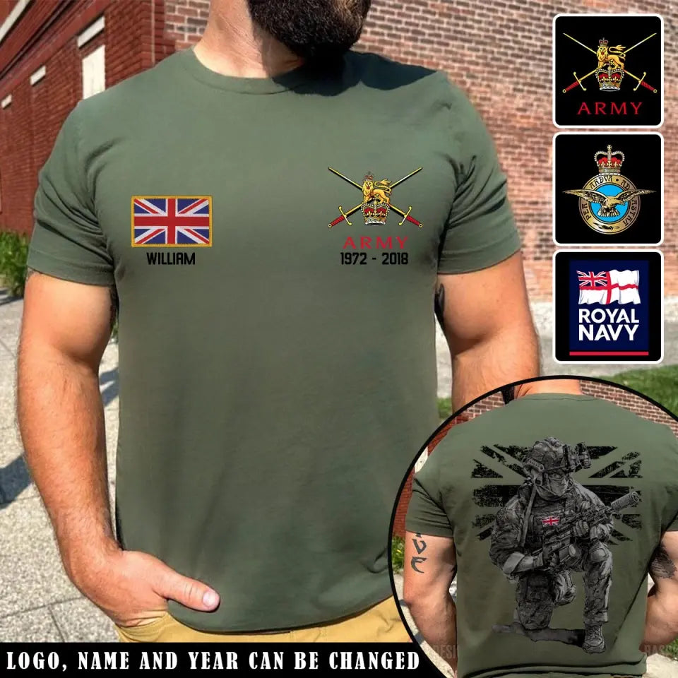 Personalized UK Veteran Branch Logo Custom Name T-shirt Printed VQ241642