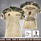 Personalized My Time In Uniform Is Over But Being A Veteran Never Ends French Veteran 3D T-shirt Printed AHVA241645