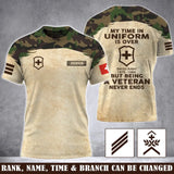 Personalized My Time In Uniform Is Over But Being A Veteran Never Ends Swiss Veteran 3D T-shirt Printed AHVA241645