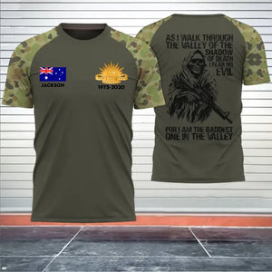 Personalized As I Walk Through The Valley Of The Shadow Of Death I Fear No Evil For I Am The Baddest One In The Valley Australian Veteran 3D T-shirt Printed KVH241646